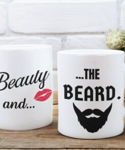 Beauty And The Beard Mug Set, Valentines Gift For Him, Funny Valentines, Couples Mug Set, Gift For Boyfriend, Gift For Girlfriend