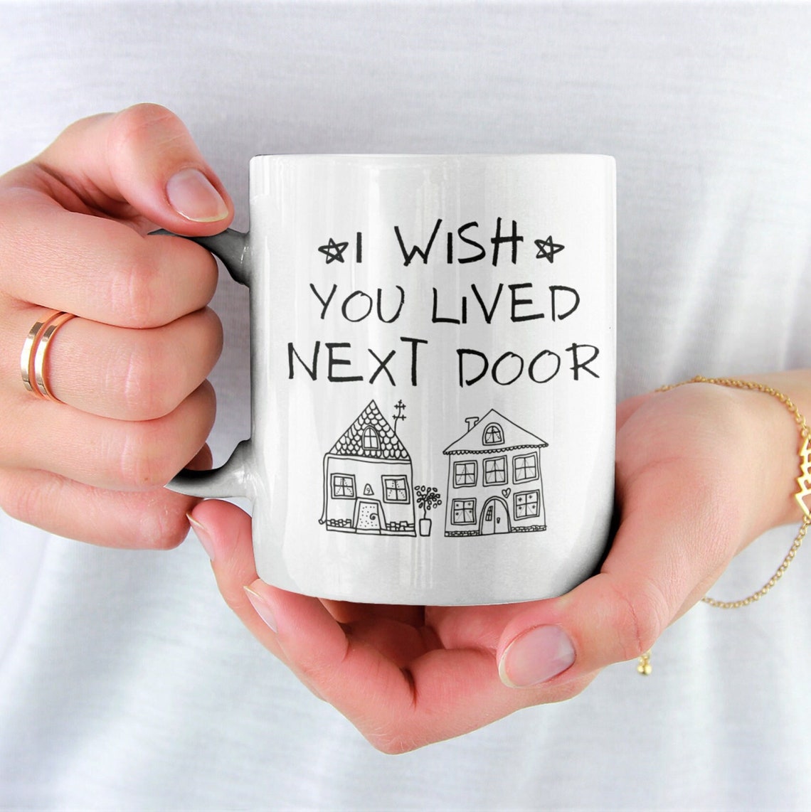 Best Friend Gift - Custom I Wish You Lived Next Door Mug, Long Distance Friends, Grandma, Mom