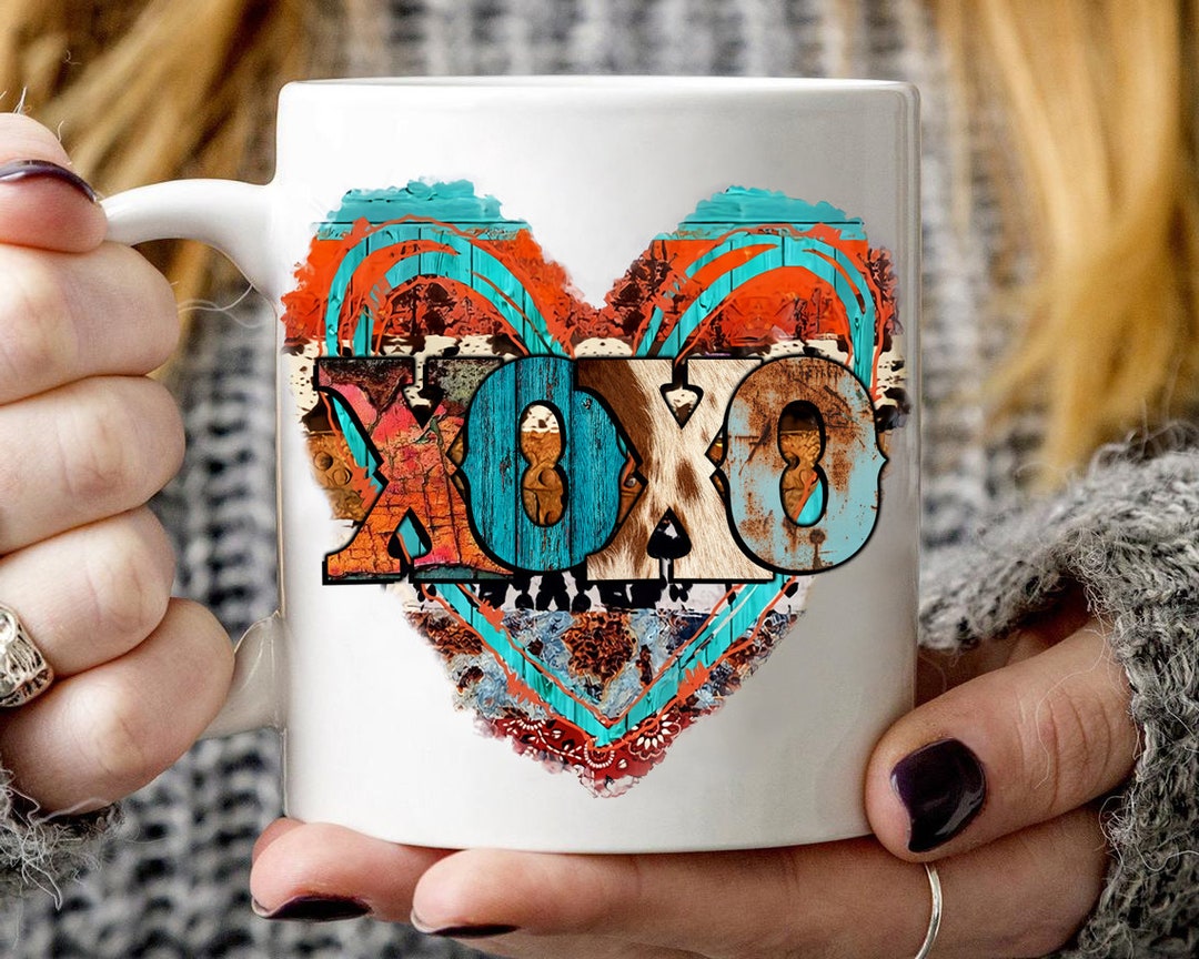 Boho Valentine Mug, Xoxo Valentine Mug, Bohemian Valentines Day Gifts