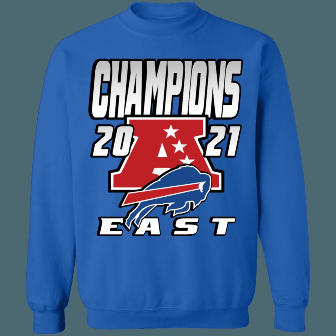 Buffalo Bills 2021 AFC East Division Champions Retro NFL Crewneck Sweatshirt Hoodie Shirt Gifts for Fans - Image 2