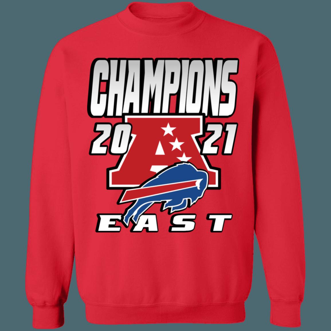 Buffalo Bills 2021 AFC East Division Champions Retro NFL Crewneck Sweatshirt Hoodie Shirt Gifts for Fans - Image 3