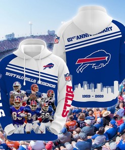 Buffalo Bills Nfl 61Th Anniversary Legend 3D All Over Print Hoodie With Zip Up Option