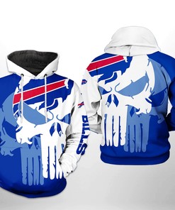 Buffalo Bills Nfl Team Skull 3D All Over Print Hoodie With Zip Up Option