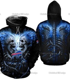 Buffalo Bills Skull 3D All Over Print Hoodie With Zip Up Option Show Your Team Spirit