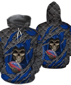 Buffalo Bills Skull Cracked Metal 3D All Over Print Hoodie With Zip Up Option Show Your Team Spirit