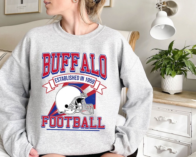 Buffalo Football Team Sweatshirt, Retro Buffalo Football Crewneck Sweatshirt, American Football Fan, NFL Shirt - Image 2