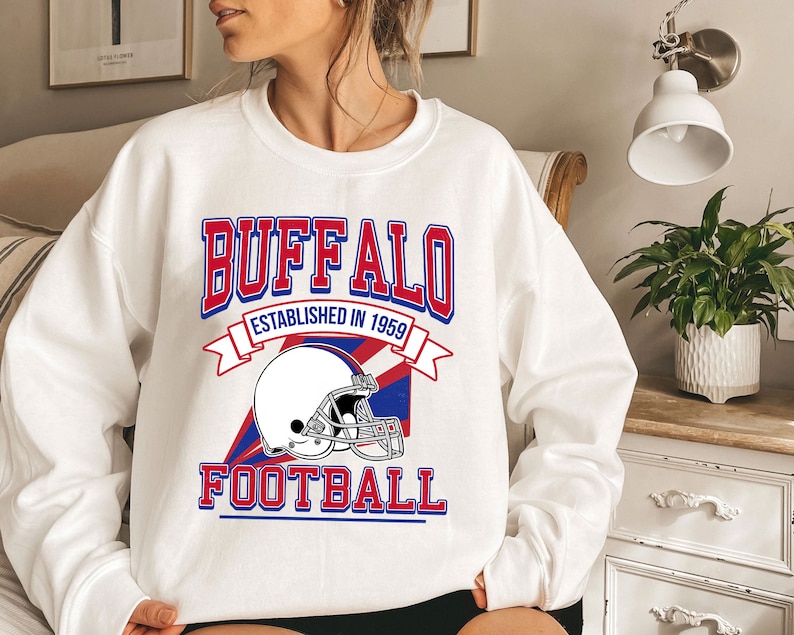 Buffalo Football Team Sweatshirt, Retro Buffalo Football Crewneck Sweatshirt, American Football Fan, NFL Shirt - Image 3