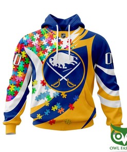 Buffalo Sabres Autism Awareness Custom Name Number 3D All Over Print Hoodie With Zip Up Option