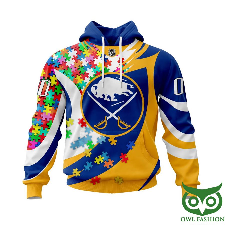 Buffalo Sabres Autism Awareness Custom Name Number 3D All Over Print Hoodie With Zip Up Option