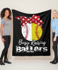 Busy Raising Softball Baseball Sherpa Fleece Blanket