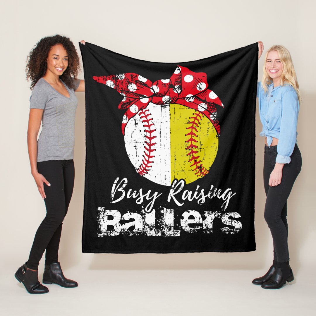 Busy Raising Softball Baseball Sherpa Fleece Blanket