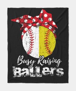 Busy Raising Softball Baseball Sherpa Fleece Blanket