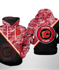 Calgary Flames Nhl Camo Team 3D All Over Print Hoodie With Zip Up Option Show Your Team Spirit