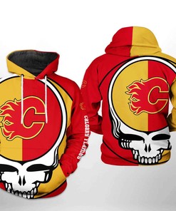 Calgary Flames Nhl Grateful Dead 3D All Over Print Hoodie With Zip Up Option Show Your Team Spirit