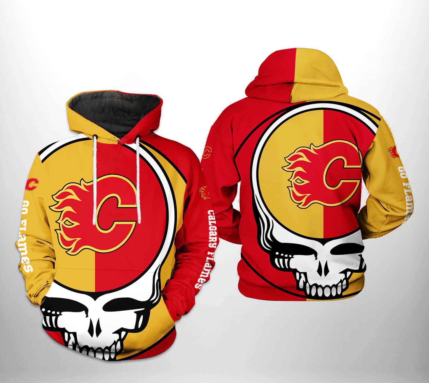 Calgary Flames Nhl Grateful Dead 3D All Over Print Hoodie With Zip Up Option Show Your Team Spirit