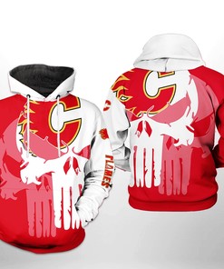 Calgary Flames Nhl Team Skull 3D All Over Print Hoodie With Zip Up Option Show Your Team Spirit
