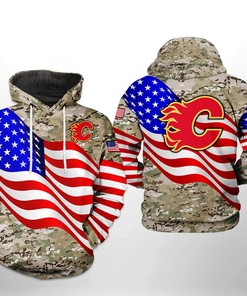 Calgary Flames Nhl Us Flag Camo Veteran 3D All Over Print Hoodie With Zip Up Option Show Your Team Spirit