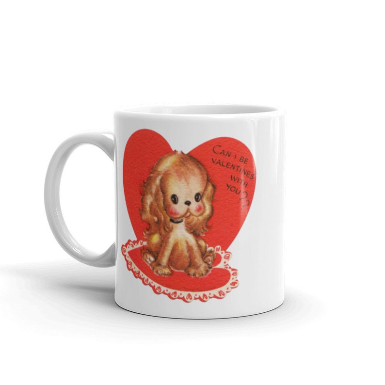 Can I Be Valentines With You Vintage Style Puppy Mug, Retro Puppy Valentine Mug, Vintage Valentine Mug