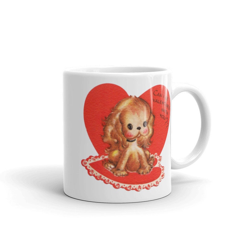 Can I Be Valentines With You Vintage Style Puppy Mug, Retro Puppy Valentine Mug, Vintage Valentine Mug