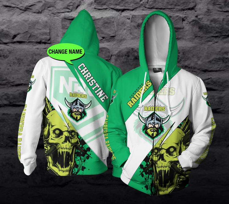 Canberra Raiders Nrl Skull Custom 3D All Over Print Hoodie