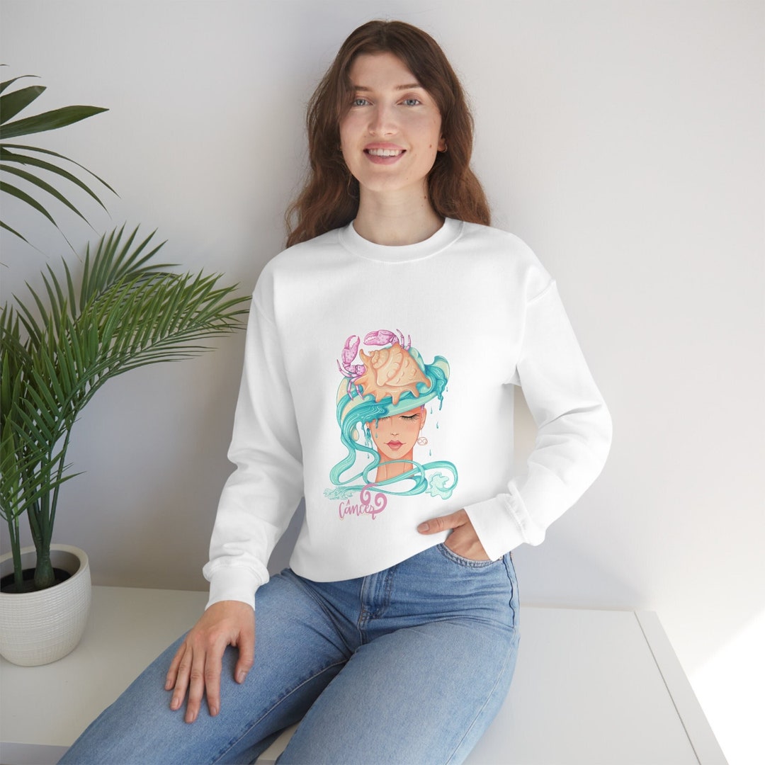 Cancer Zodiac Sign Sweatshirt, Celestial Cancer Zodiac Birthday Gifts, Unique Valentine's Day Gifts, Unisex Winter Clothing