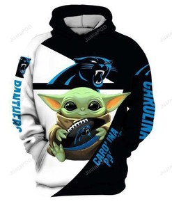 Carolina Panthers Nfl Baby Yoda Star Wars 3D All Over Print Hoodie With Zip Up Option Show Your Team Spirit