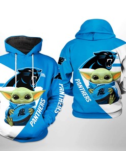 Carolina Panthers Nfl Baby Yoda Team 3D All Over Print Hoodie With Zip Up Option Show Your Team Spirit