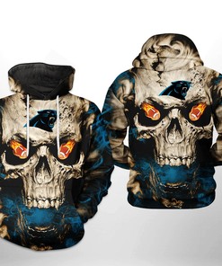 Carolina Panthers Skull Team 3D All Over Print Zip Up Hoodie