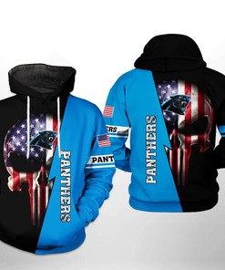 Carolina Panthers Us Flag Skull Team 3D All Over Print Zip Up Hoodie