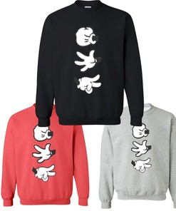 Cartoon Hands Rock Paper Scissor Crewneck Sweatshirt - Unisex Cartoon Character Gift