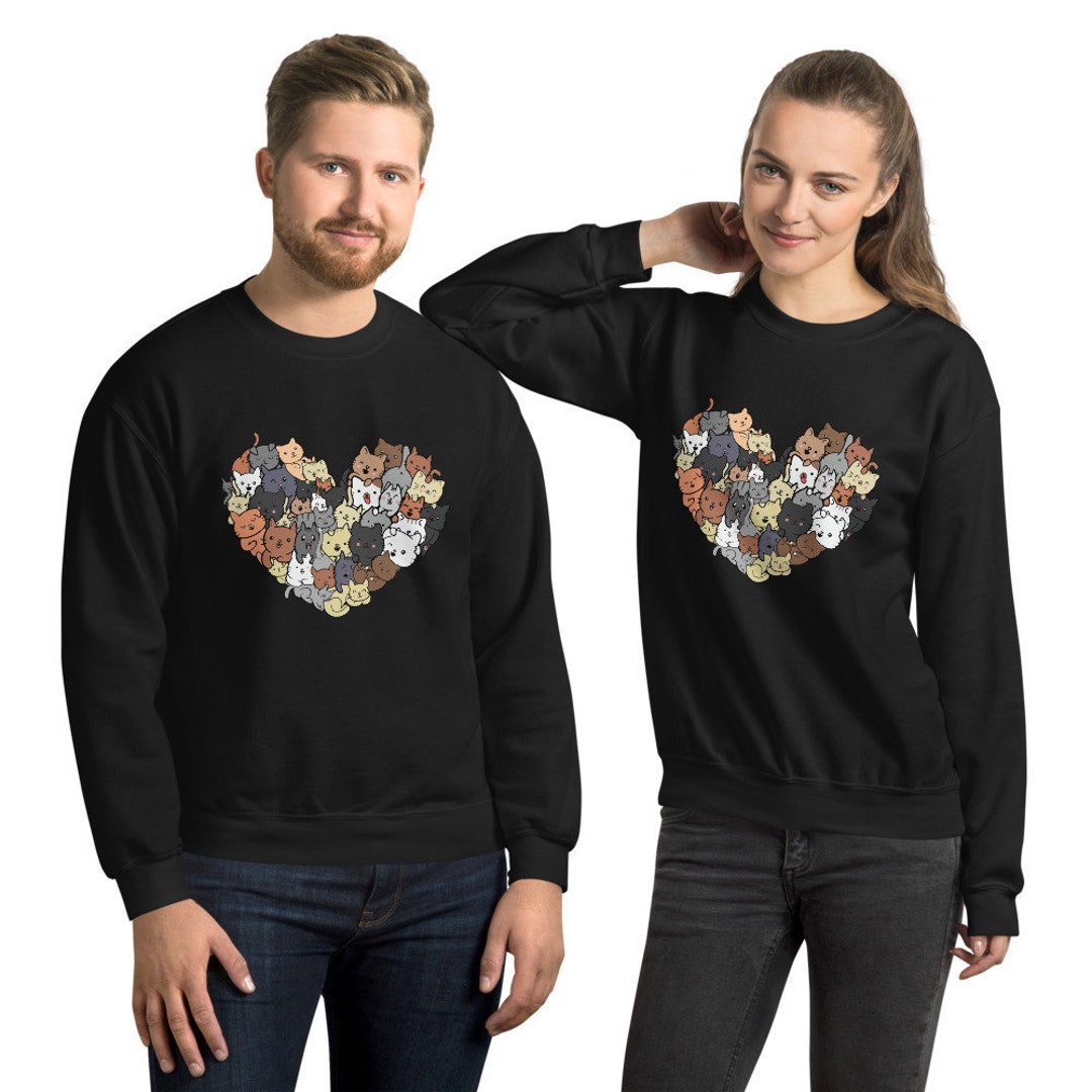 Cat Heart Kitty Lover Unisex Sweatshirt, Funny Cat Sweatshirt, I Love Cats Apparel, Cute Kittens Gift, Cat lovers gift, Valentines Gift