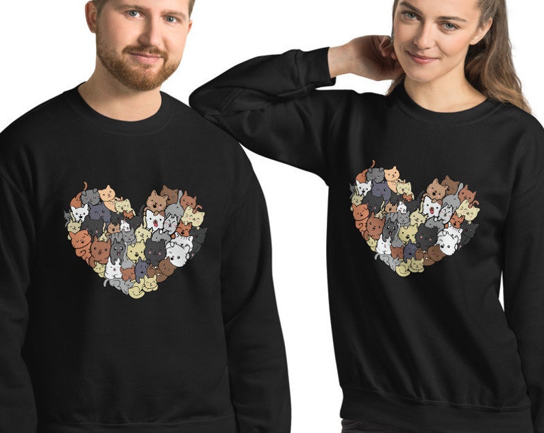 Cat Heart Kitty Lover Unisex Sweatshirt, Funny Cat Sweatshirt, I Love Cats Apparel, Cute Kittens Gift, Cat lovers gift, Valentines Gift - Image 2