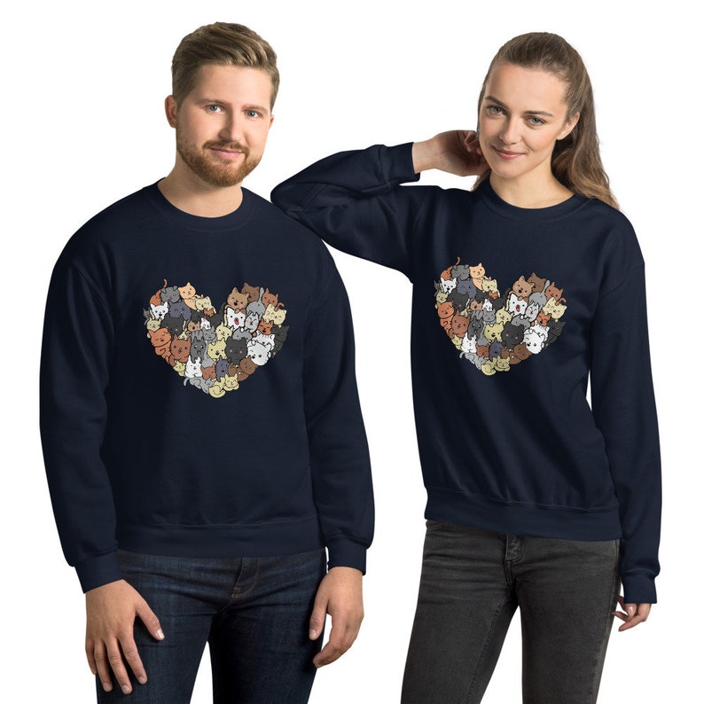 Cat Heart Kitty Lover Unisex Sweatshirt, Funny Cat Sweatshirt, I Love Cats Apparel, Cute Kittens Gift, Cat lovers gift, Valentines Gift - Image 3