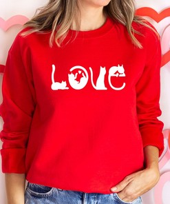 Cat Love Sweatshirt: Valentine's Day Gift for Cat Lovers
