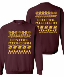 Central Michigan Chippewas Holiday Shirt Sweatshirt Pullover Hoodie Reprinted Full Color Full Size