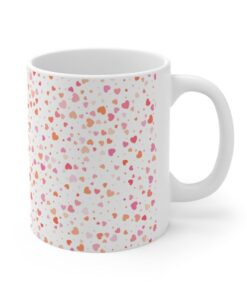 Ceramic Valentines Mug With Full Cover Hearts Design, Simple, Elegant Pink Design