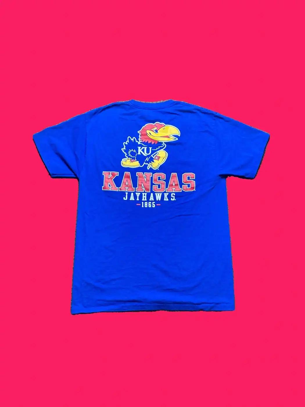 Champion Kansas Jayhawks College T-Shirt Sweatshirt Pullover Hoodie Reprinted Full Color Full Size Gift For NCAA Fans