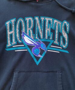 Charlotte Hornets NBA Mitchell And Ness Tshirt Hoodie Crewneck Sweatshirt Reprinted Full Color Full Size Gifts for NBA Fans