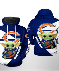 Chicago Bears Baby Yoda Team 3D All Over Print Zip Up Hoodie