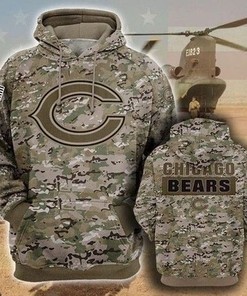 Chicago Bears Camo 3D All Over Print Zip Up Hoodie
