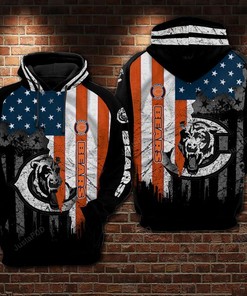Chicago Bears Football American Flag 3D All Over Print Zip Up Hoodie