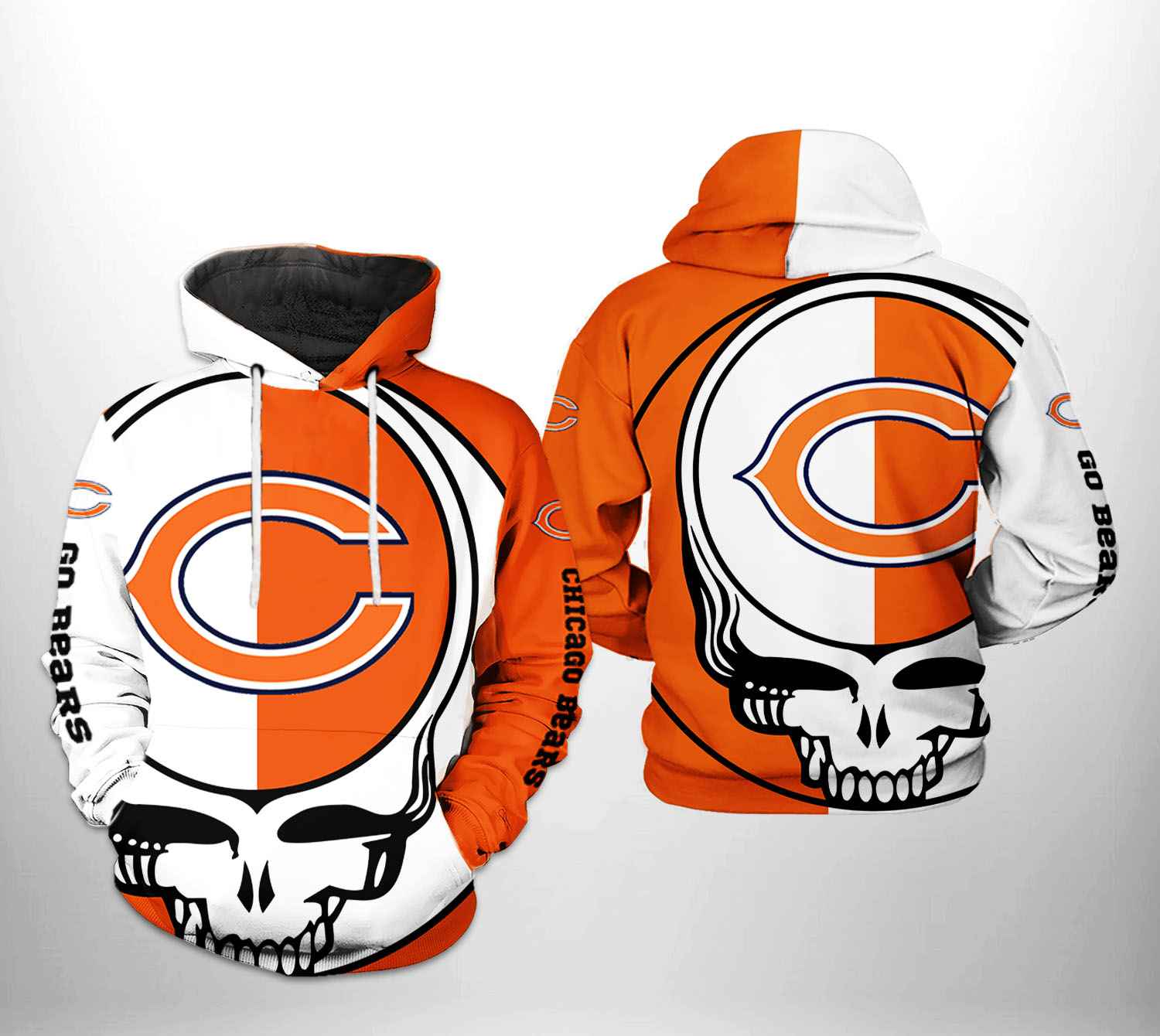 Chicago Bears Grateful Dead 3D All Over Print Zip Up Hoodie