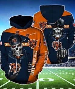Chicago Bears Hip Hop Skull Custom 3D Graphic All Over Print Zip Up Hoodie