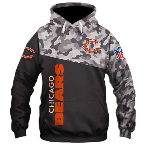 Chicago Bears Military 3D All Over Print Zip Up Hoodie