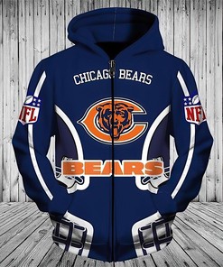 Chicago Bears Nfl 3D All Over Print Zip Up Hoodie