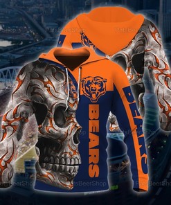 Chicago Bears Skull Tattoo 3D All Over Print Zip Up Hoodie