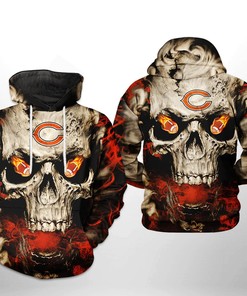 Chicago Bears Skull Team 3D All Over Print Zip Up Hoodie