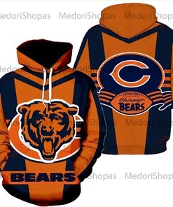 Chicago Bears Team 3D Printed Pull Over Zip Up Hoodie
