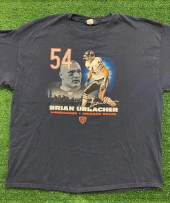 Chicago Bears Urlacher Vintage Style NFL Tshirt Pullover Hoodie Crewneck Sweatshirt Reprinted Full Color Full Size Gifts For NFL Fans