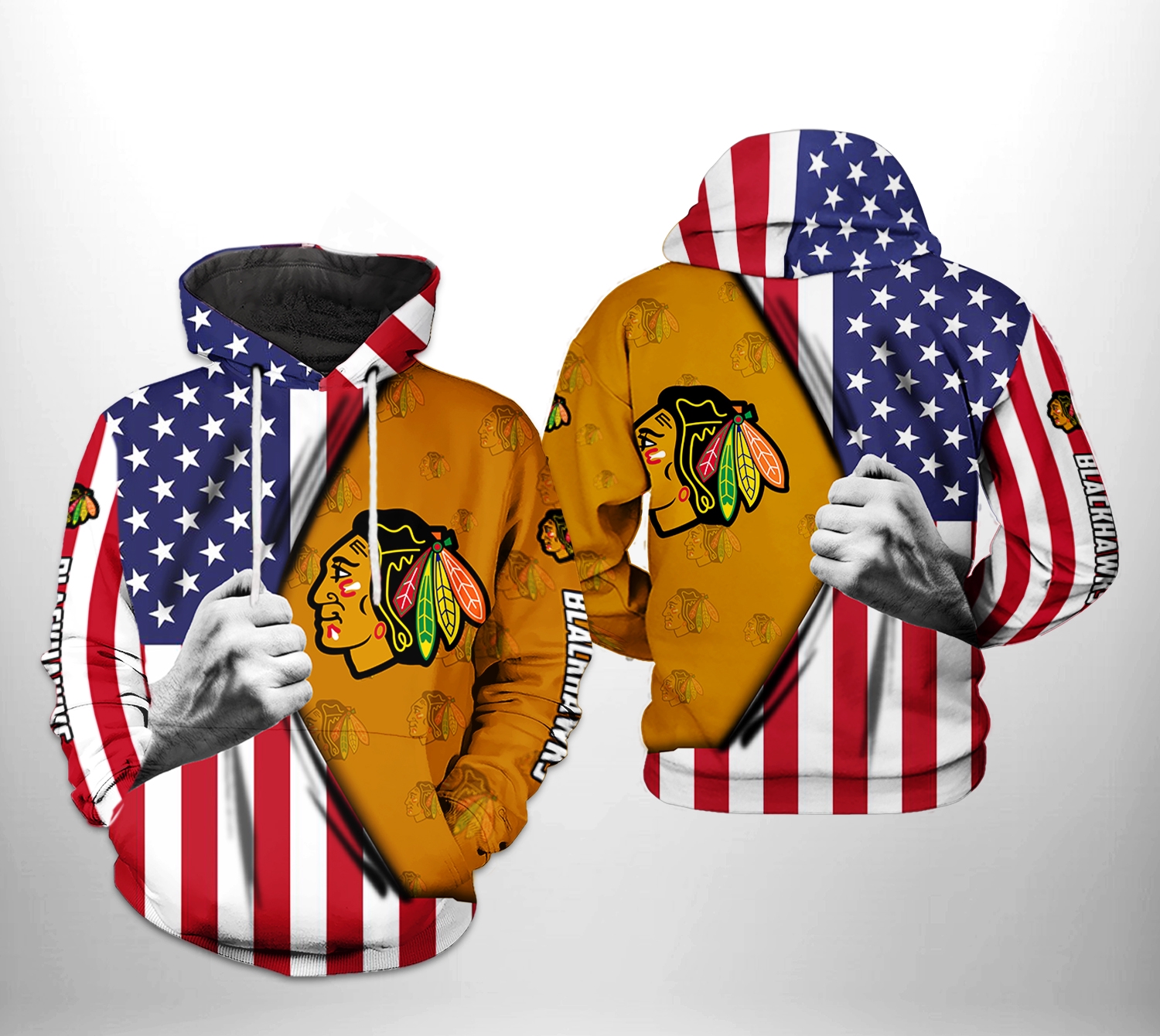 Chicago Blackhawks Nhl Tribal Skull 3D All Over Print Zip Up Hoodie